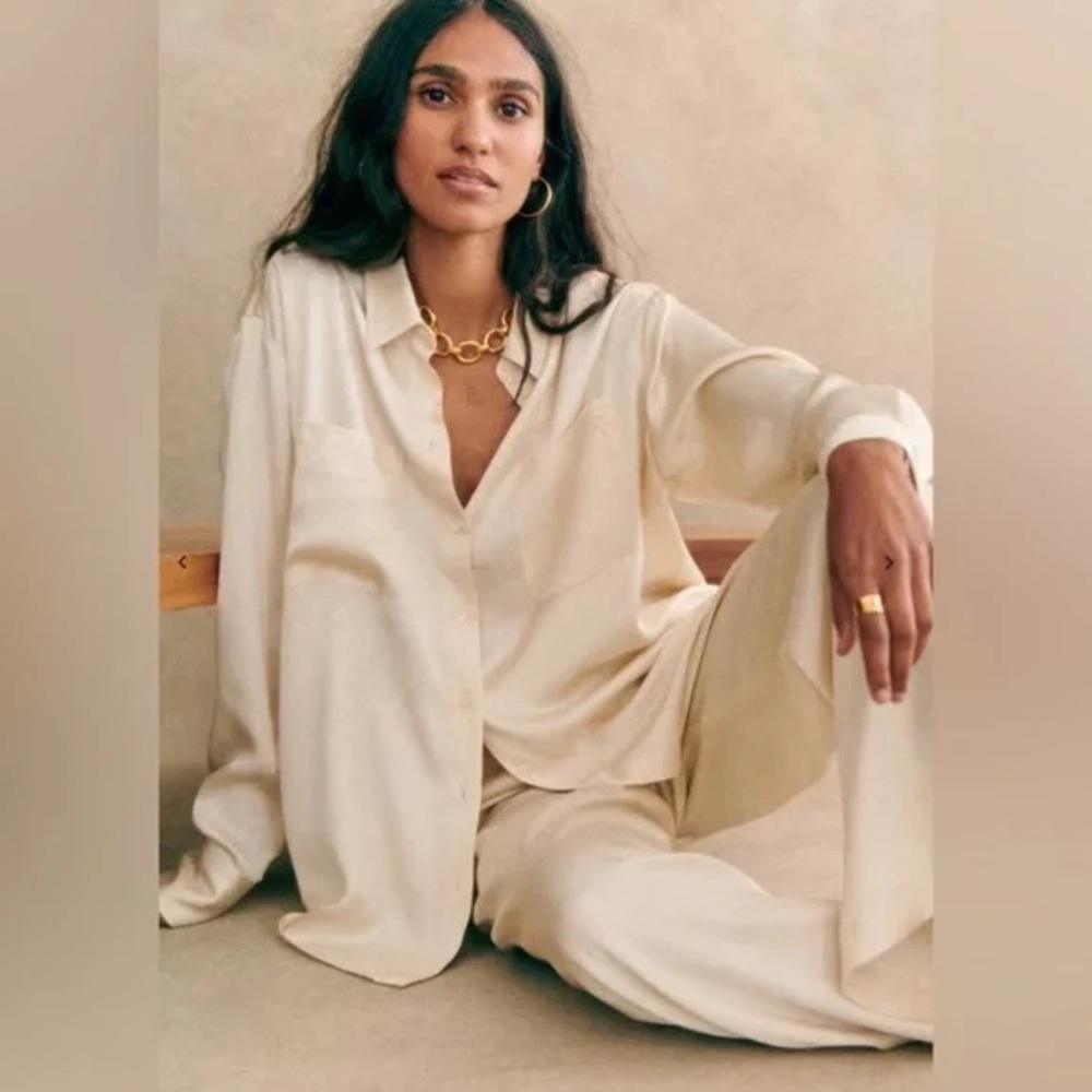 Sezane Maxence Shirt Cream - Size 4